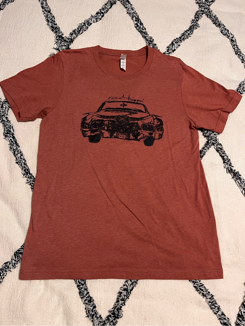 Bella + Canvas Road Trippin’ Rust Red Graphic Crewneck T-Shirt Size M